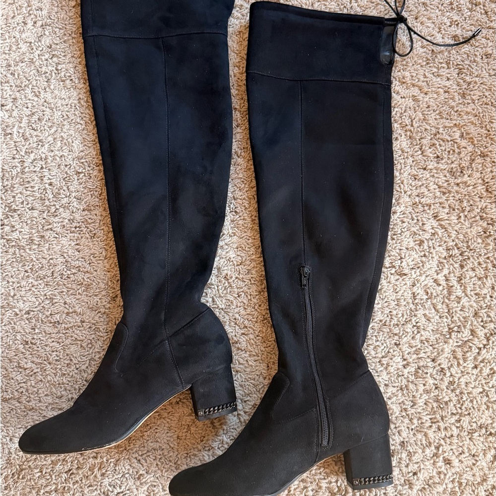 Michael Kors Women's Black Over the Knee Block Heel Boots